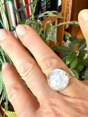 Moonstone and Silver Ring, US 6.75 Adjustable